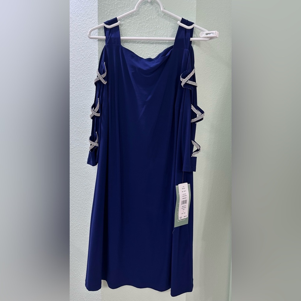 MSK Royal Blue Dress with Embellished Sleeves